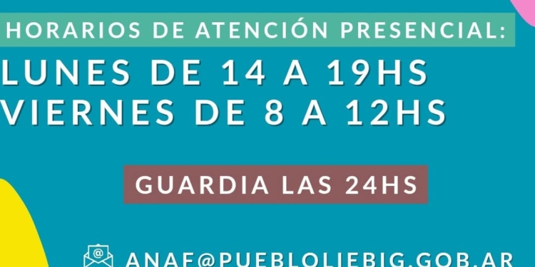 Nuevos horarios del Área de la Niñez, Adolescencia y Familia de Pueblo Liebig.