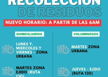 Nuevo horario de recolección de residuos en Pueblo Liebig